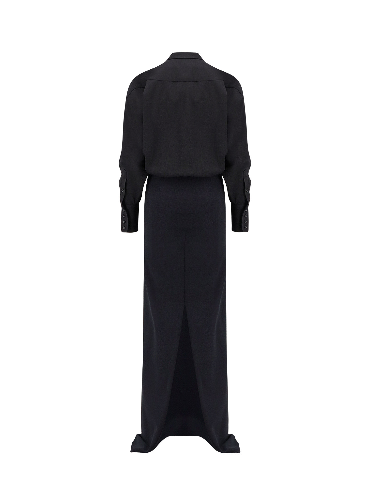 Darkpark Long Dress With Satin And Wool Blend In Black