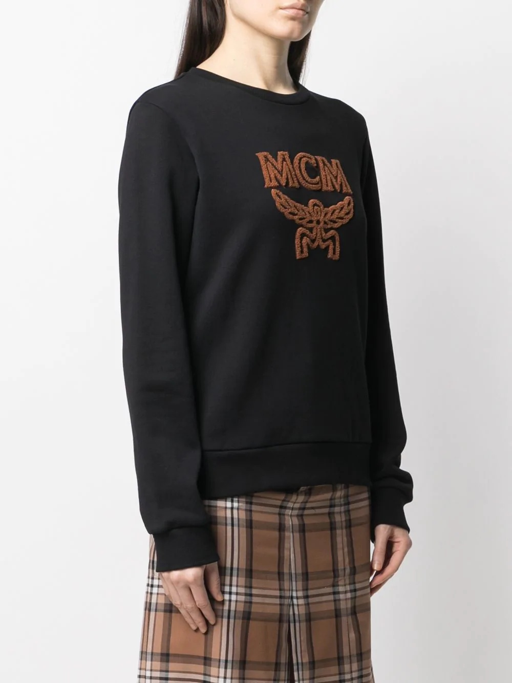 Mcm Shearling Logo Sweatshirt In Black