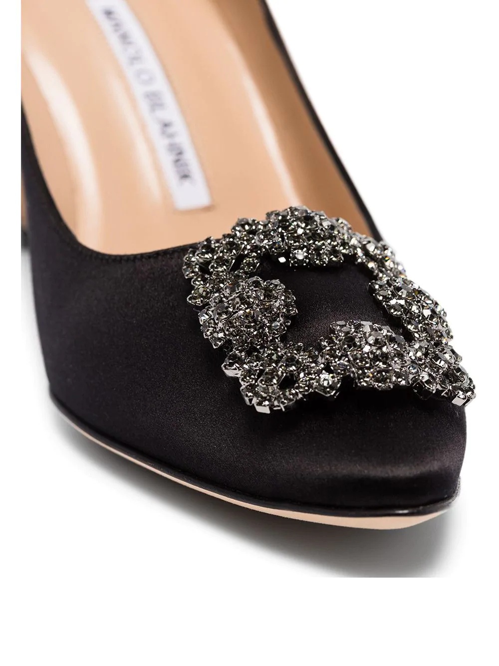 Shop Manolo Blahnik Hangisi 70mm Crystal-buckle Pumps In Black