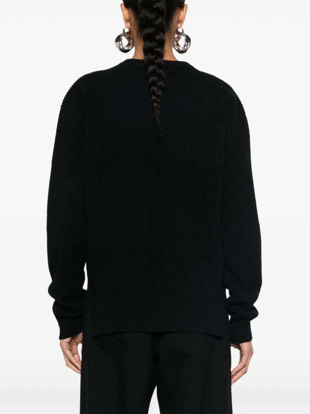 Rick Owens Split Turtleneck Wool Fisherman Sweater In Black