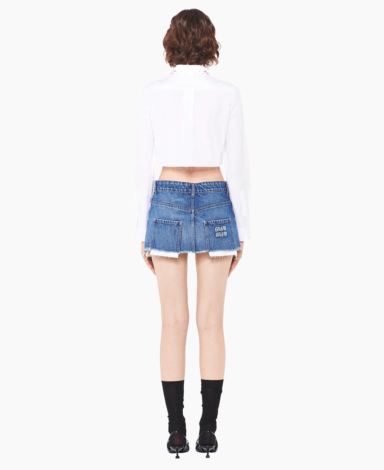 Miu Miu Denim Miniskirt In Blue