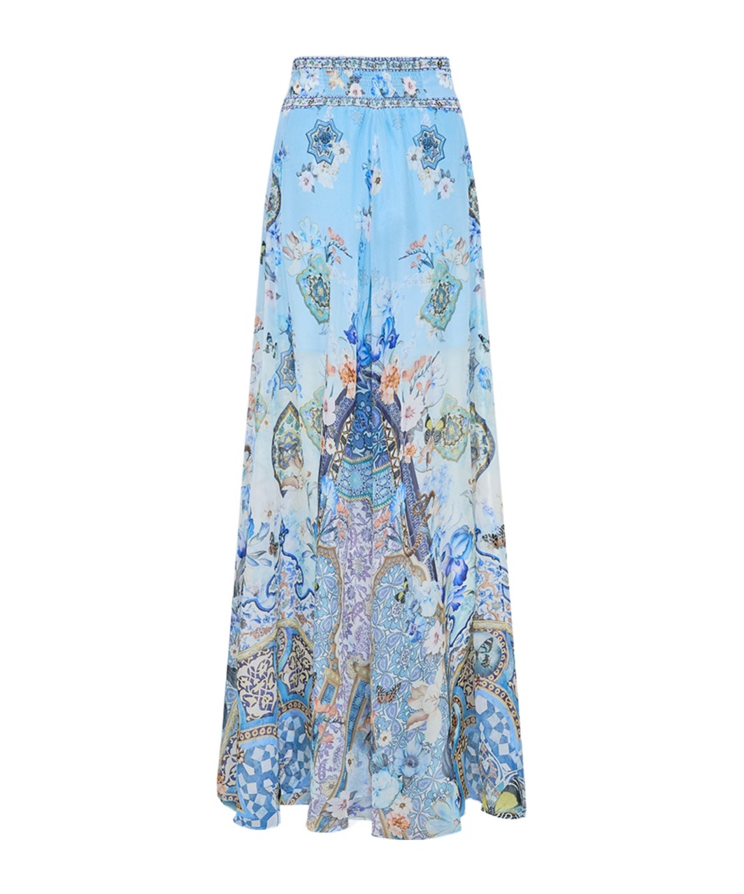 Camilla Sheer Wide Leg Pant Al Manial Palace Memoirs In Blue