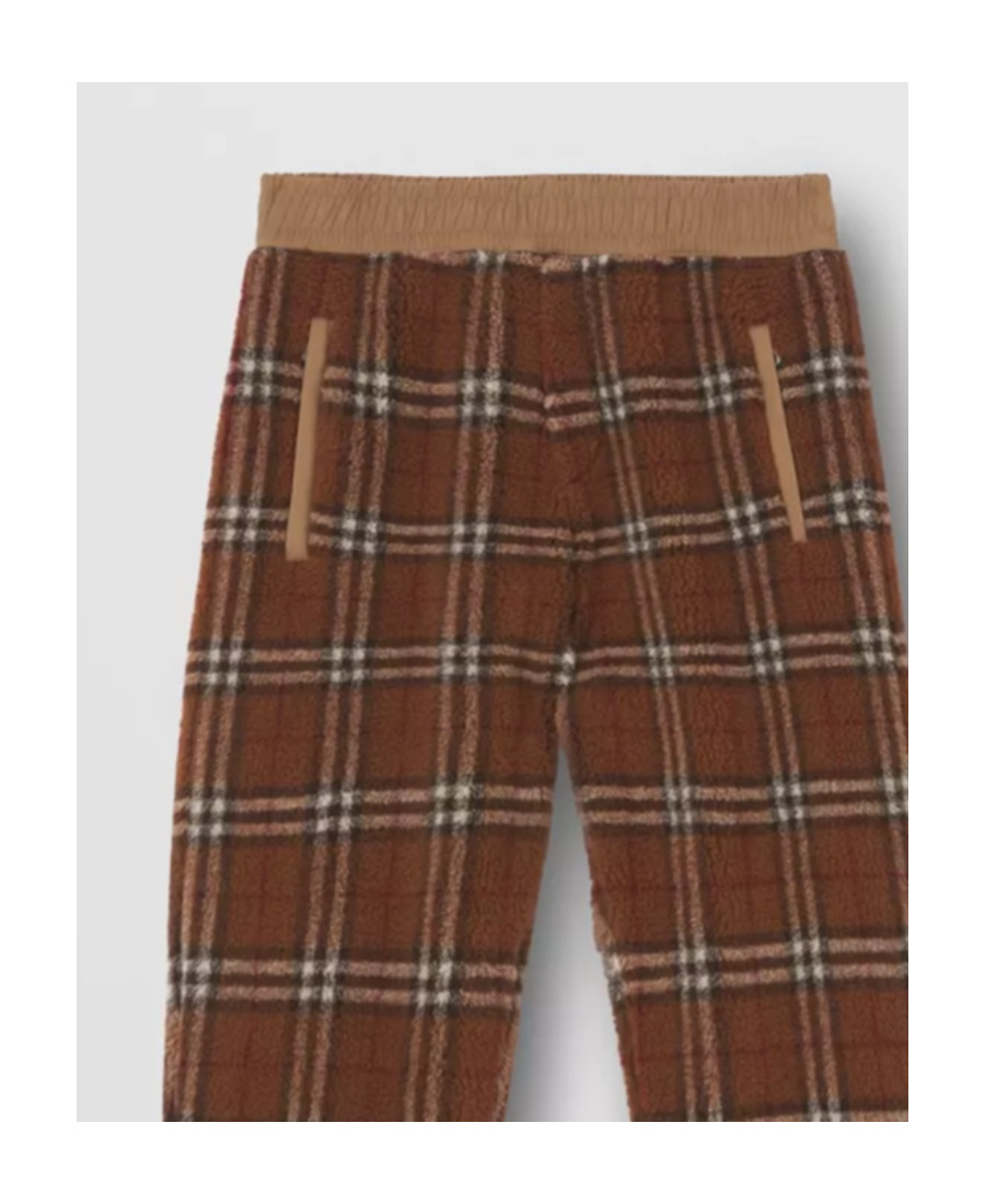Burberry Trousers Featuring Elastic Waistband And Check Pattern In Brown