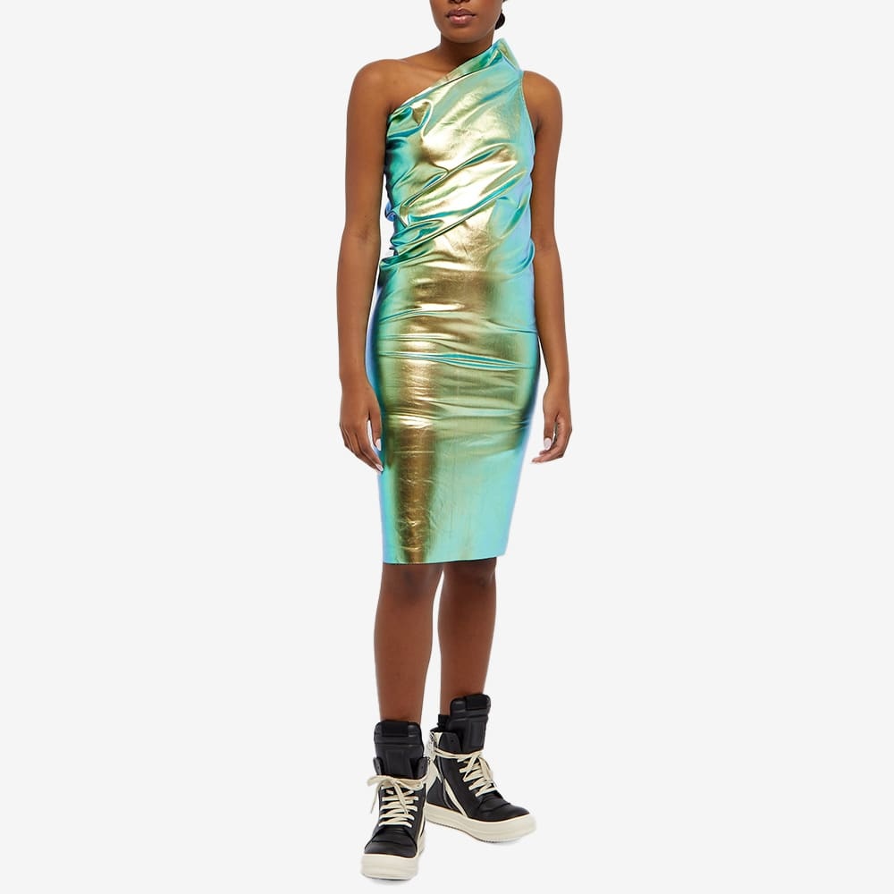 Rick Owens One-shoulder Iridescent Midi Dress In Green