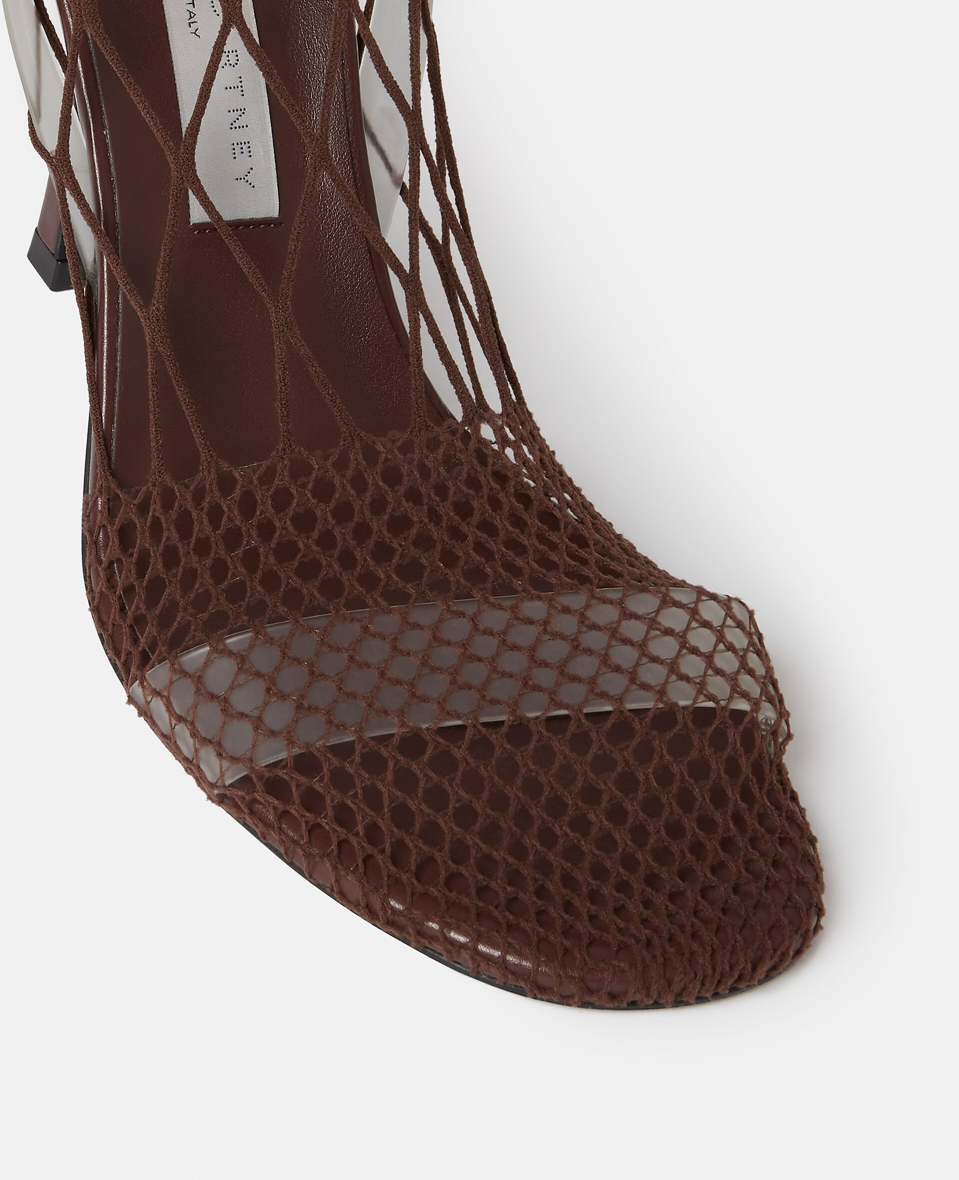 Stella Mccartney Slip-on Fishnet Heeled Sandals In Gray
