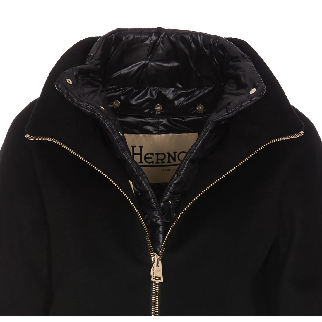 Herno Wool Outerwear Coat With Minimalist Design In Black