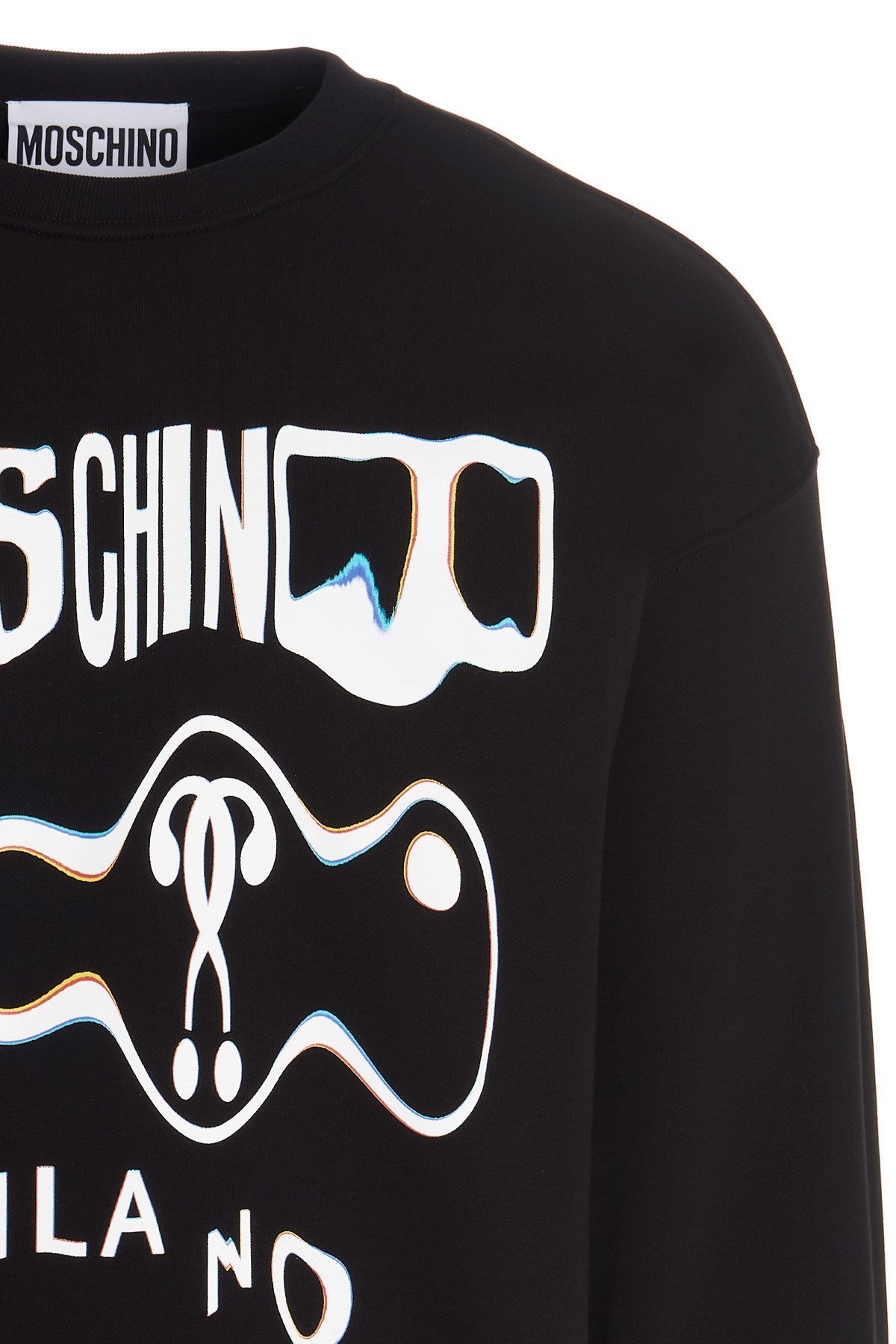 Moschino Glitch-effect Logo Sweatshirt In Black