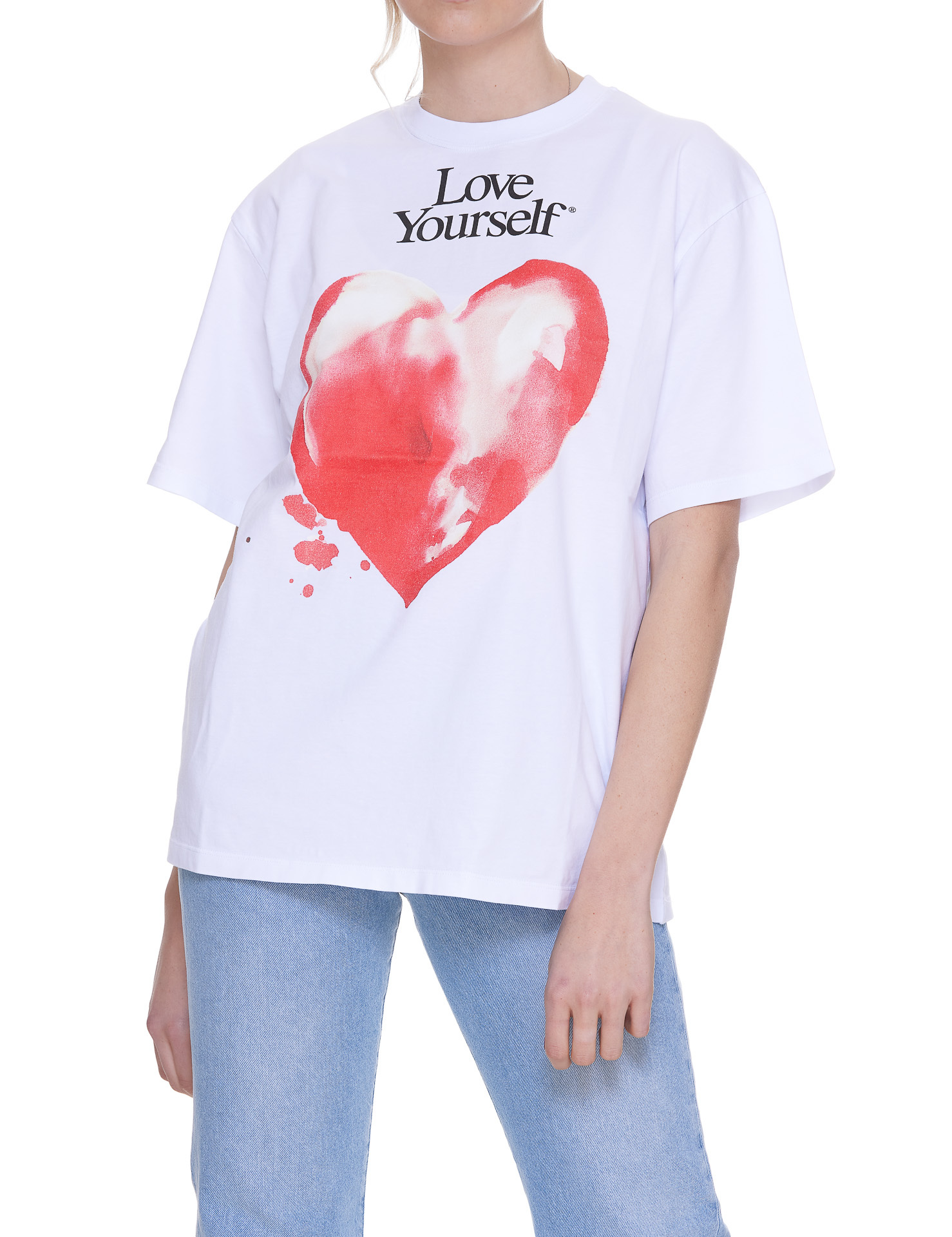 Msgm Heart-print T-shirt In White