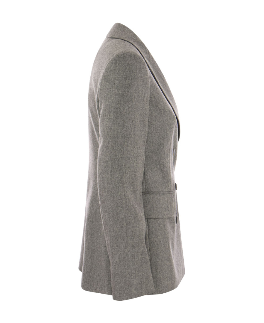 Max Mara Cashmere Lapel Suit Jacket In Gray