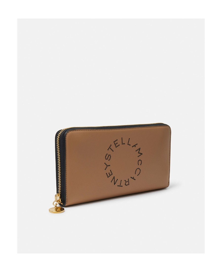 Stella Mccartney Two-tone Perforated-detail Wallet In Brown