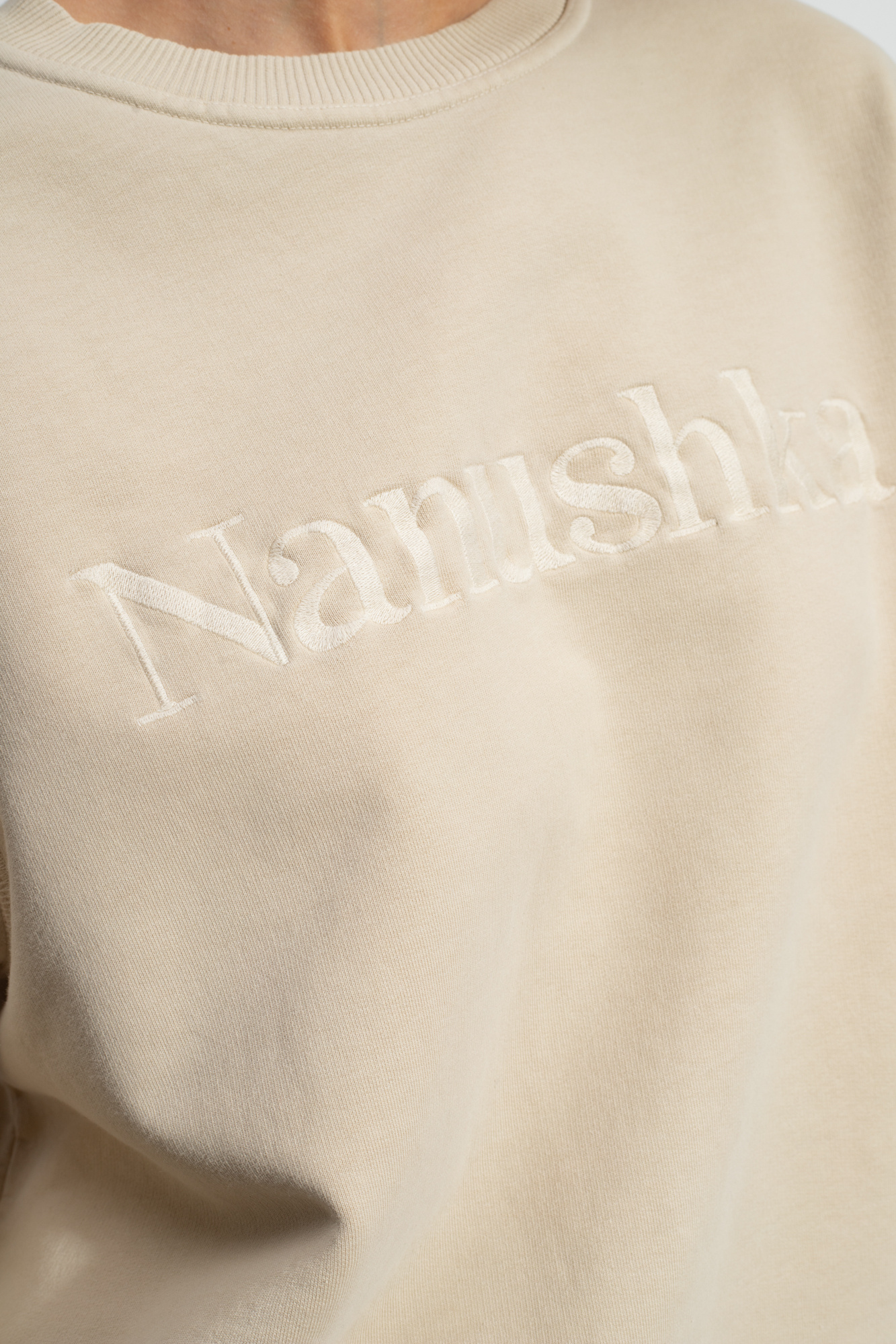 Nanushka Mart Cotton Logo-embroidered Sweatshirt In Nude
