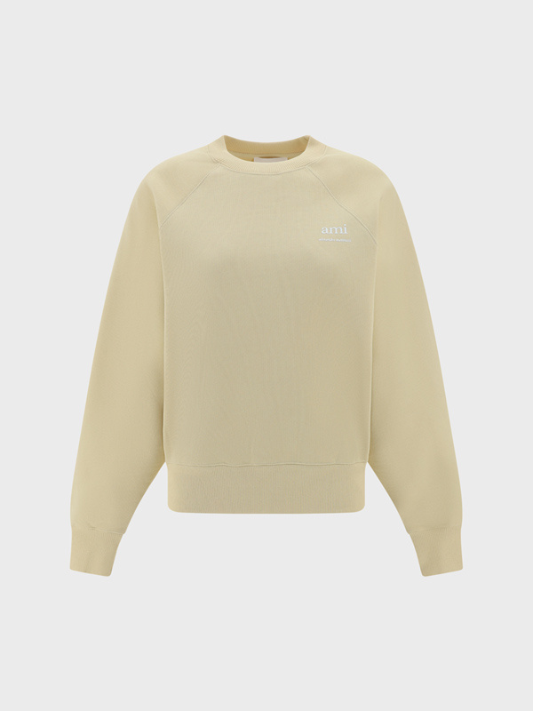 Ami Alexandre Mattiussi Ami Paris Logo Detailed Crewneck Sweatshirt In Nude