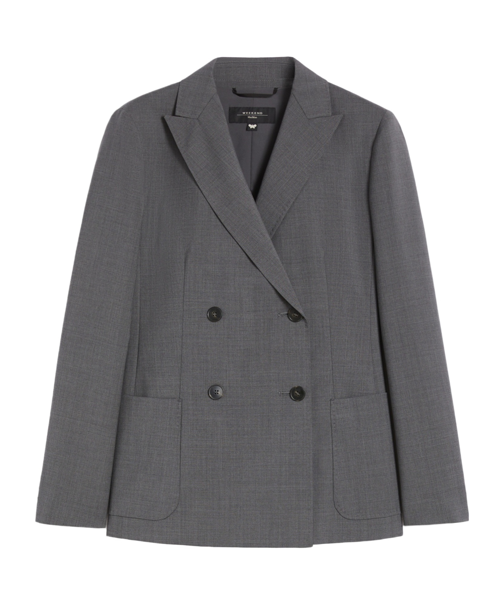 Weekend Max Mara Wool Double-breasted Blazer In Gray