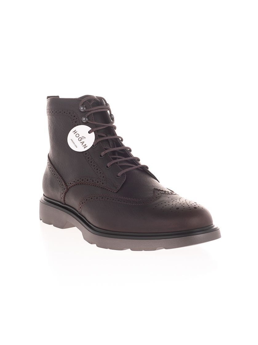 Hogan Lace-up Ankle Boots In Black