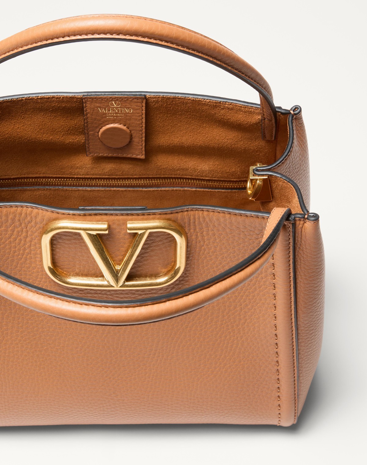 Valentino Medium Alltime Shoulder Bag In Almond Beige/black And White
