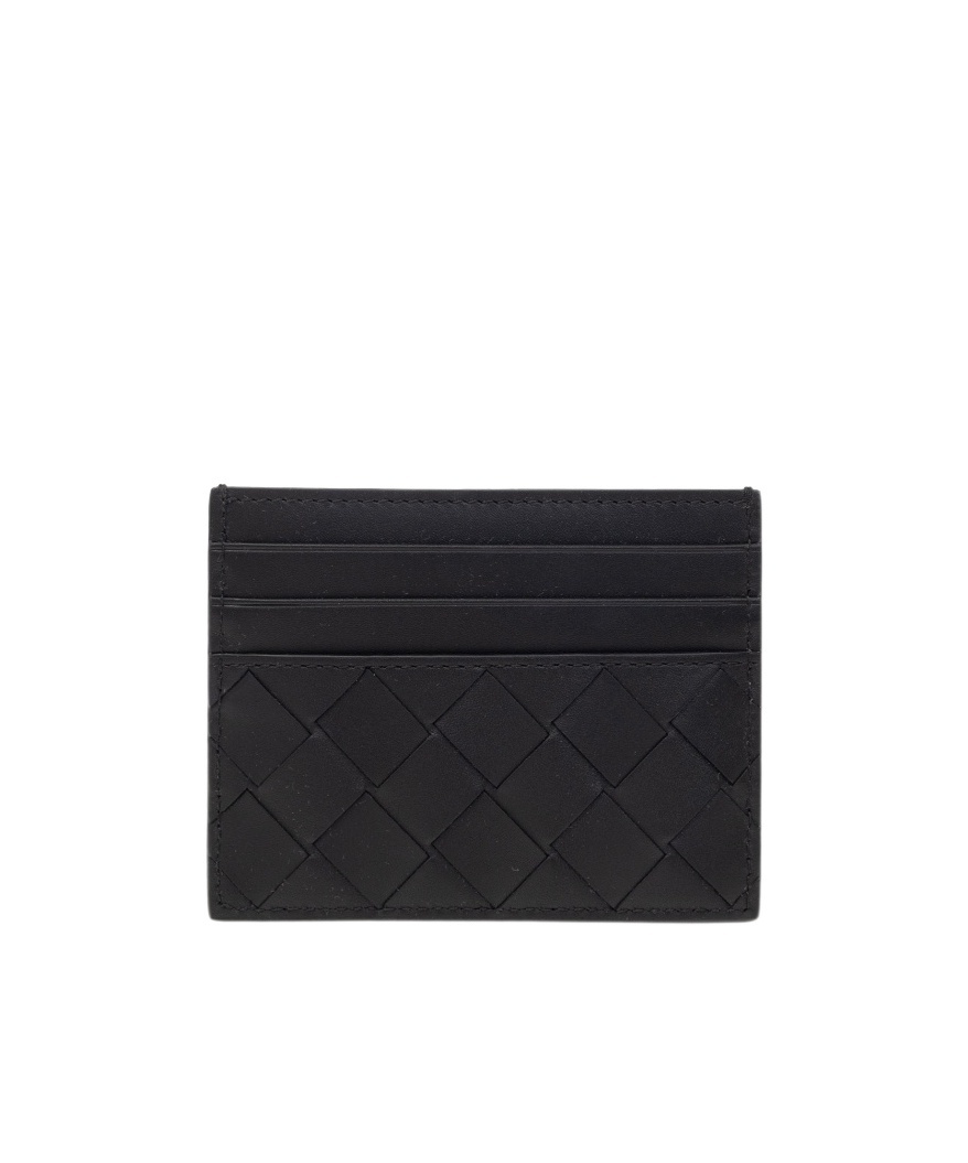 Bottega Veneta Card Holder With Iconic Intrecciato In Black
