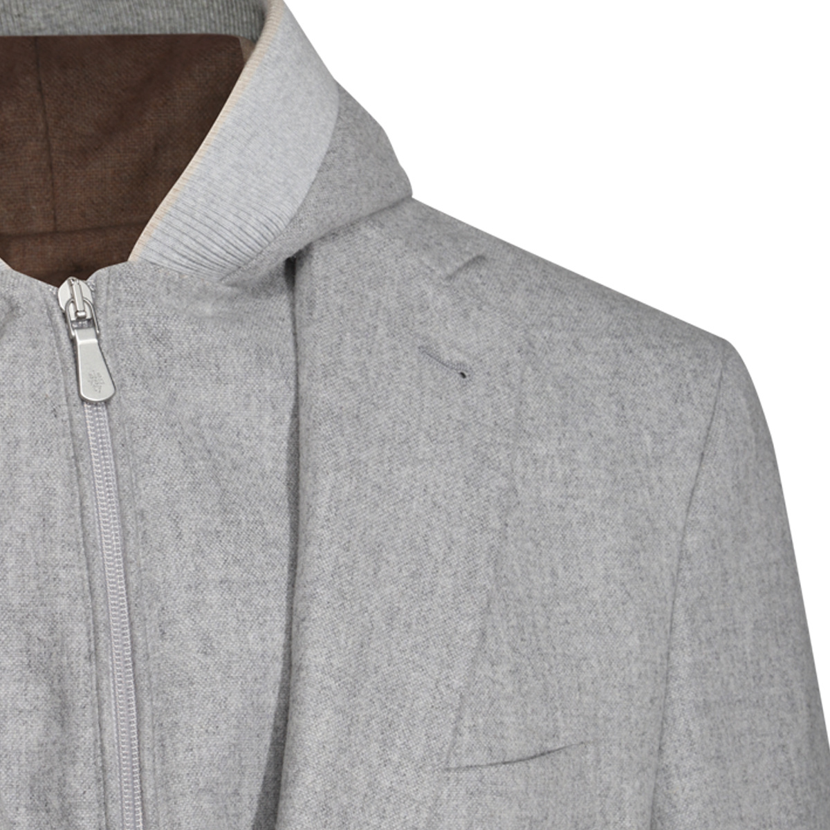 Eleventy Flannel Slim Fit Sport Coat With Removable Full Zip Hoodie In Gray