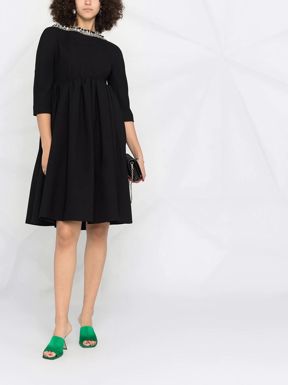 Prada Embellished Collar Babydoll Dress In Black