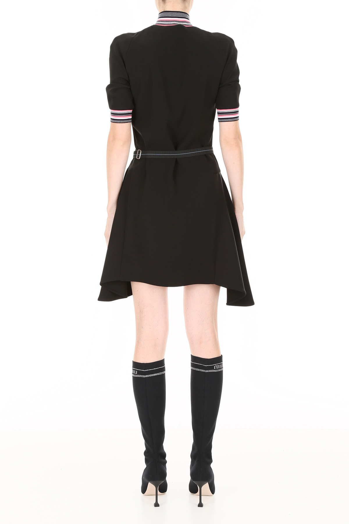 PRADA ZIPPER SHORT-SLEEVED HIGH-COLLAR SPORTS DRESS