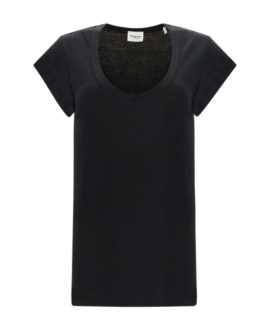 Isabel Marant Étoile Linen Short-sleeve Top In Black