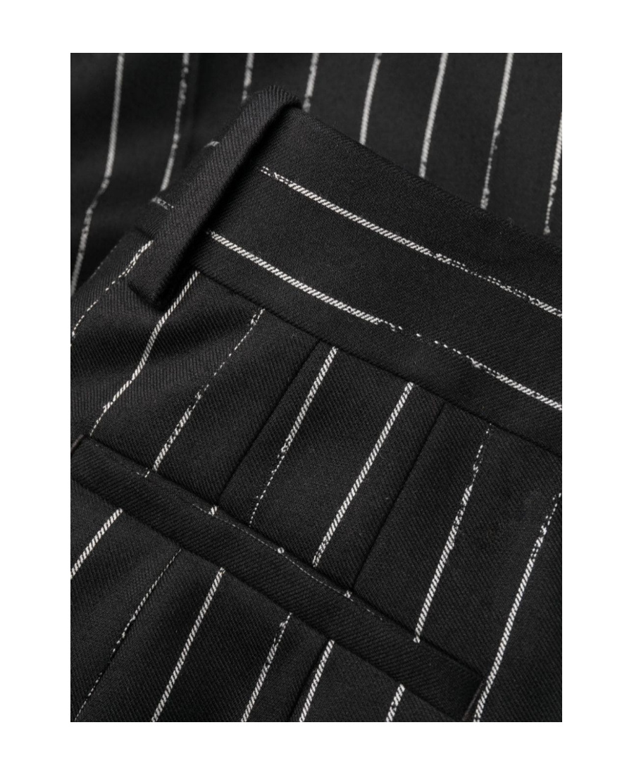 Alexander Mcqueen High-waisted Striped Wool Trousers In Black