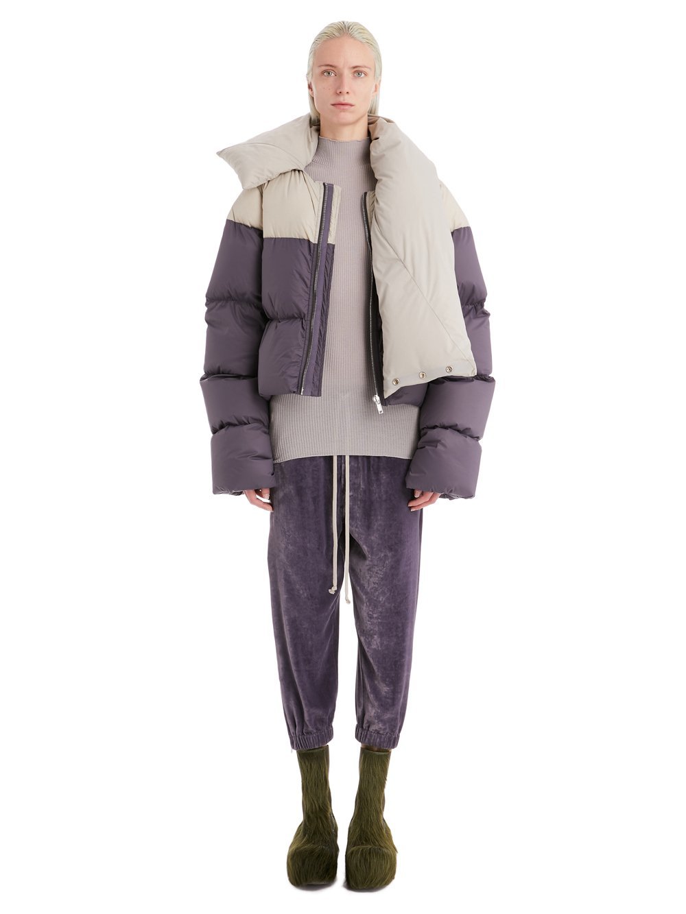 Rick Owens Two-tone Puffer Jacket In Gray