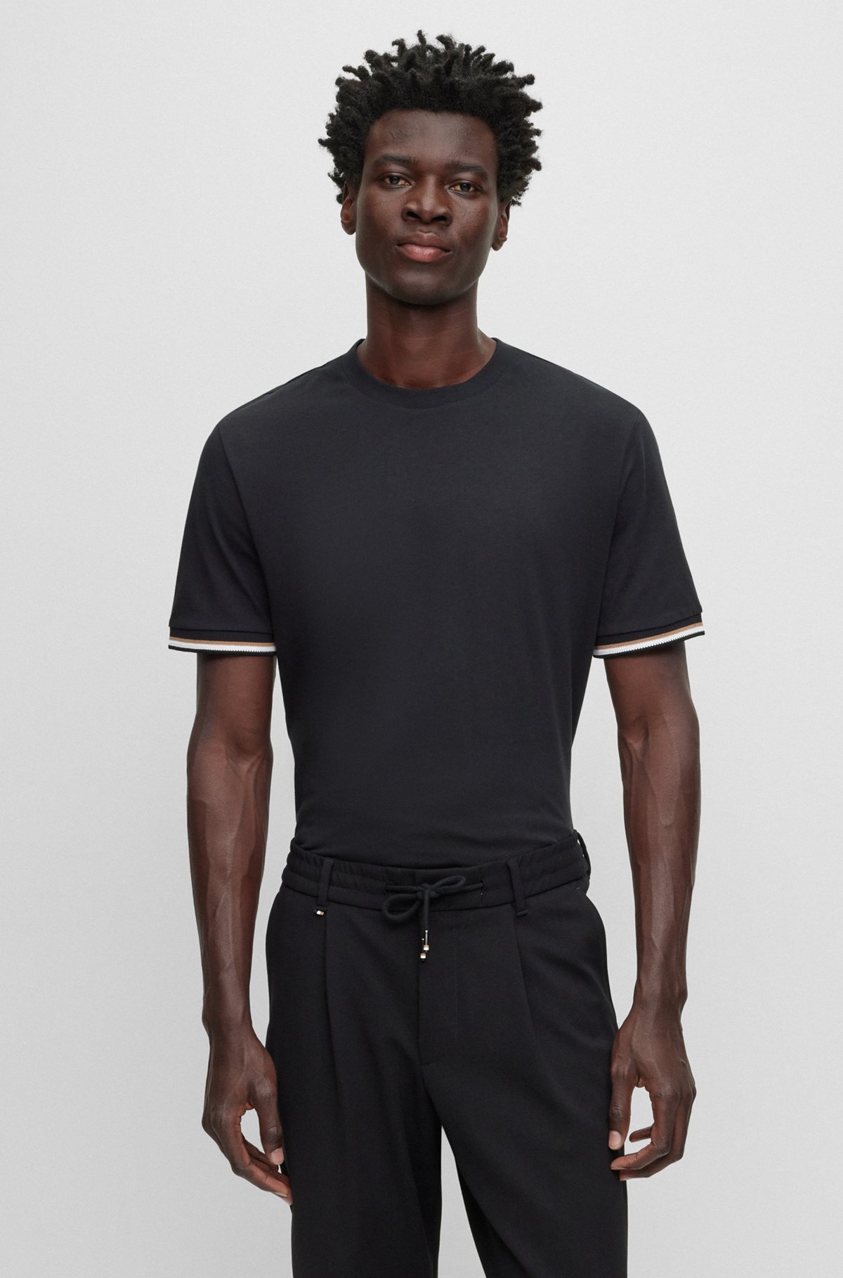 Shop Hugo Boss Cotton T-shirt In Black