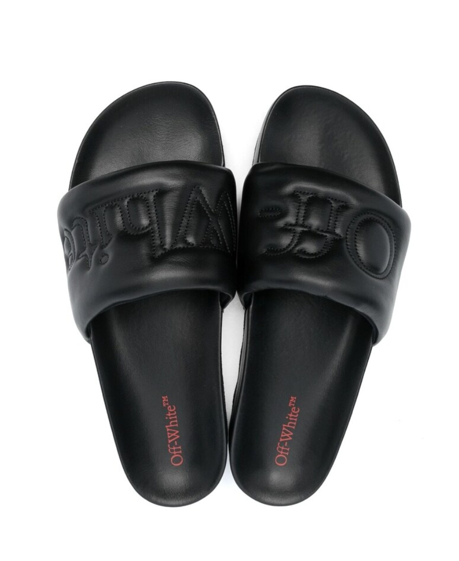 Off-white Bookish Sponge Logo-embroidered Slides In Black