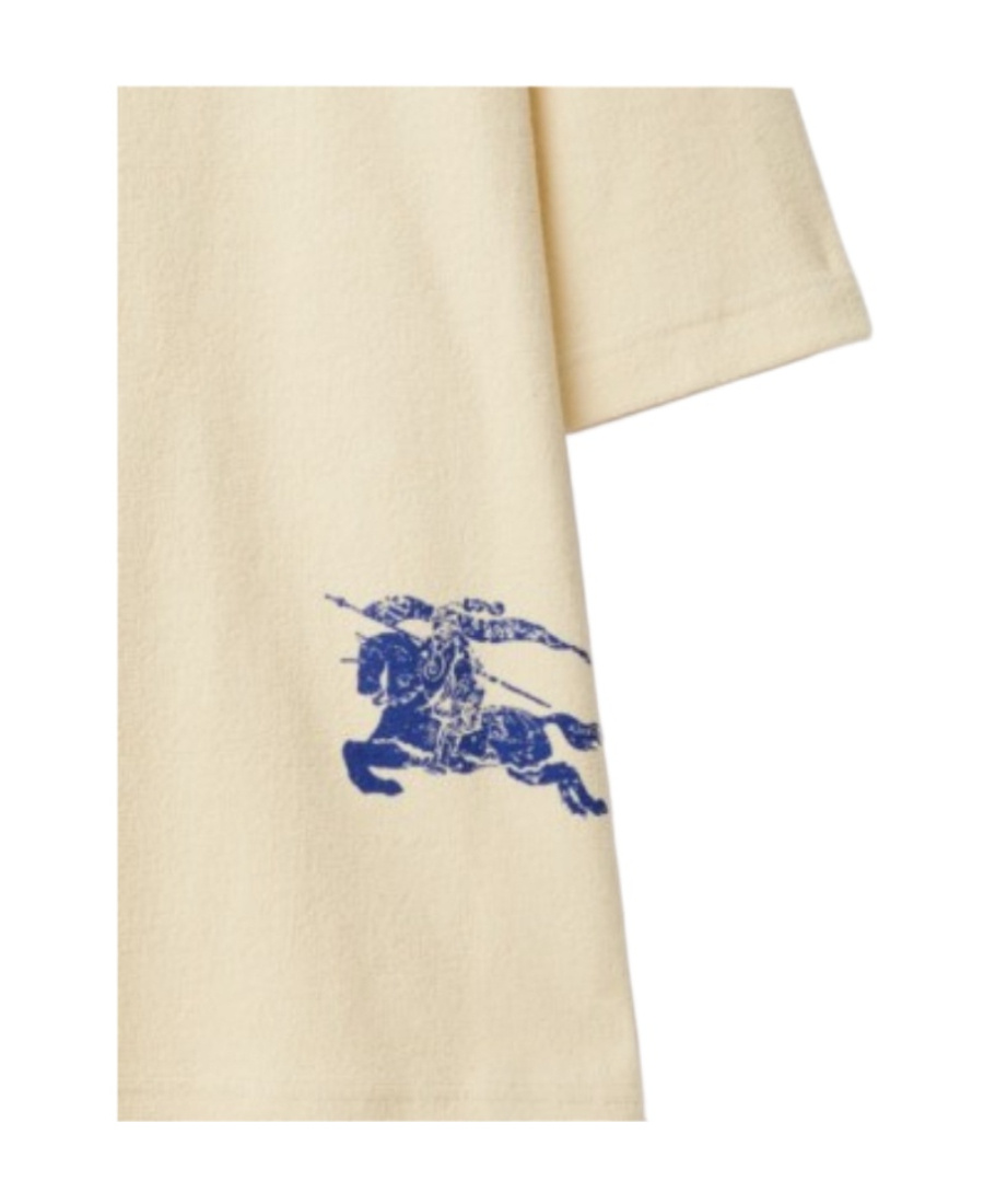 Burberry Logo Embroidered Cotton T-shirt In Nude
