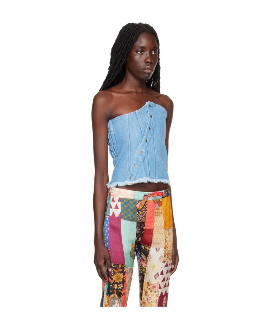 Marques' Almeida Blue Patchwork Corset In Multicolor