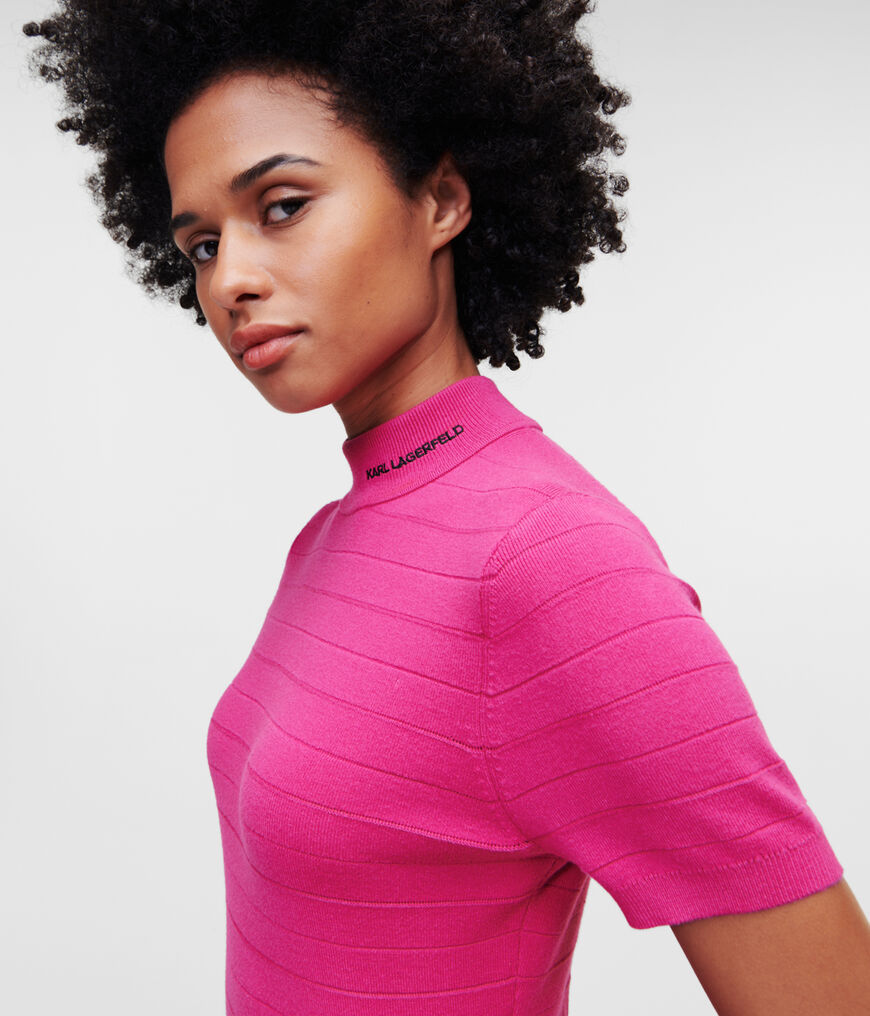 KARL LAGERFELD MOCK-NECK SHORT-SLEEVE KNIT TOP