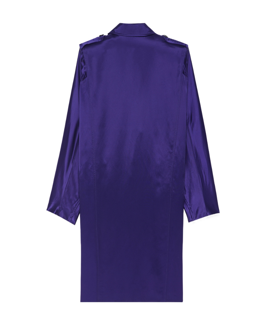 Saint Laurent Satin-finish Single-breasted Coat In Blue