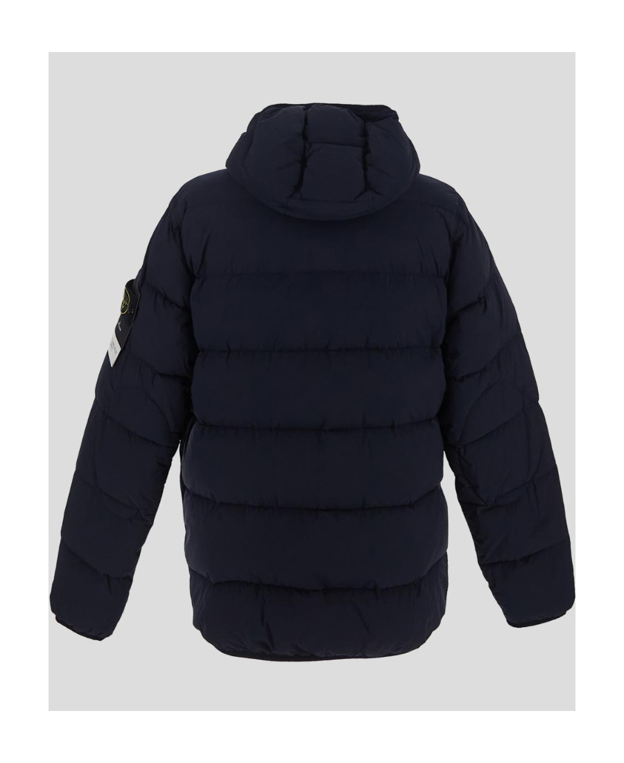 Stone Island Compass-motif Padded Jacket In Blue