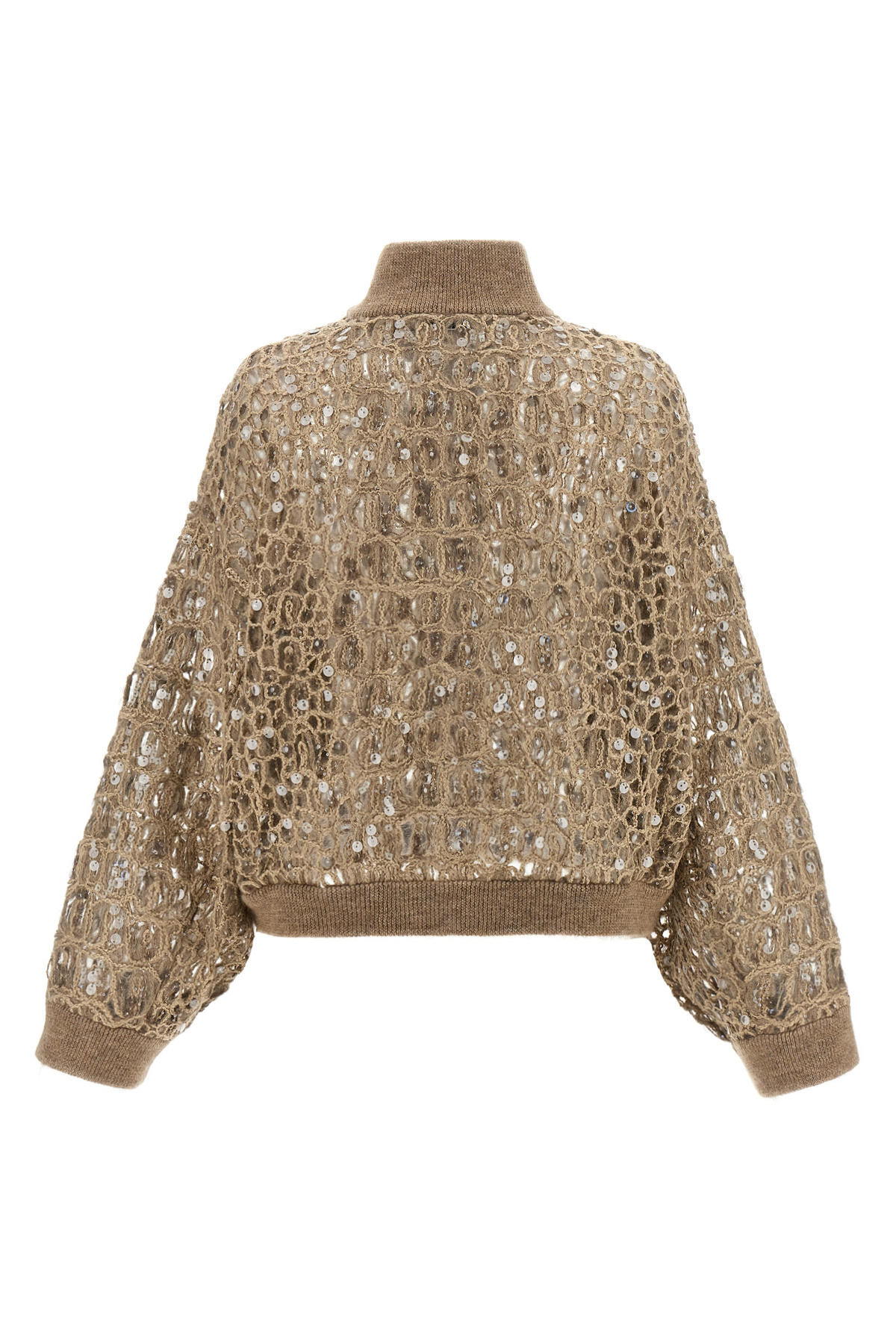 Brunello Cucinelli Dazzling Croc Embroidery Sweaters And Cardigans Beige In Brown