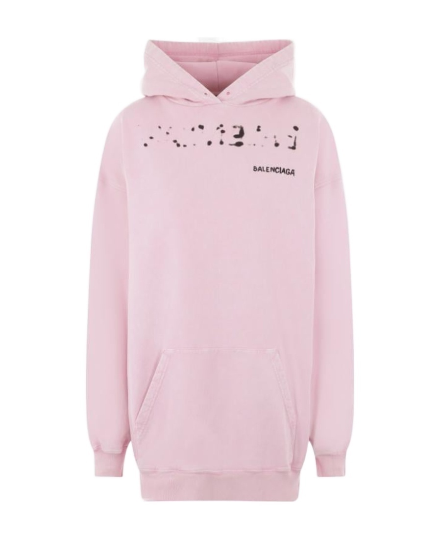 Balenciaga Hand Drawn-logo Cotton Hoodie In Pink