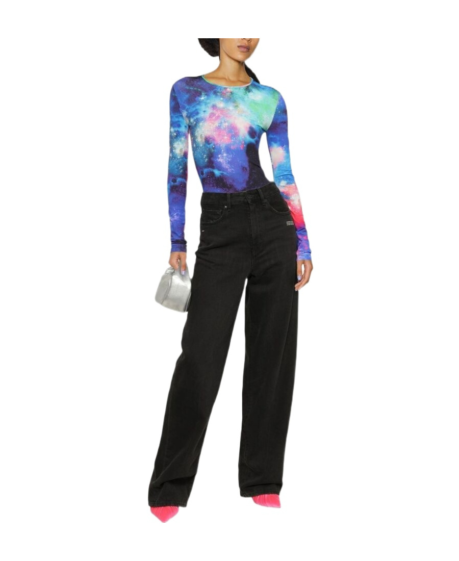 Versace Jeans Abstract-print Bodysuit In Blue