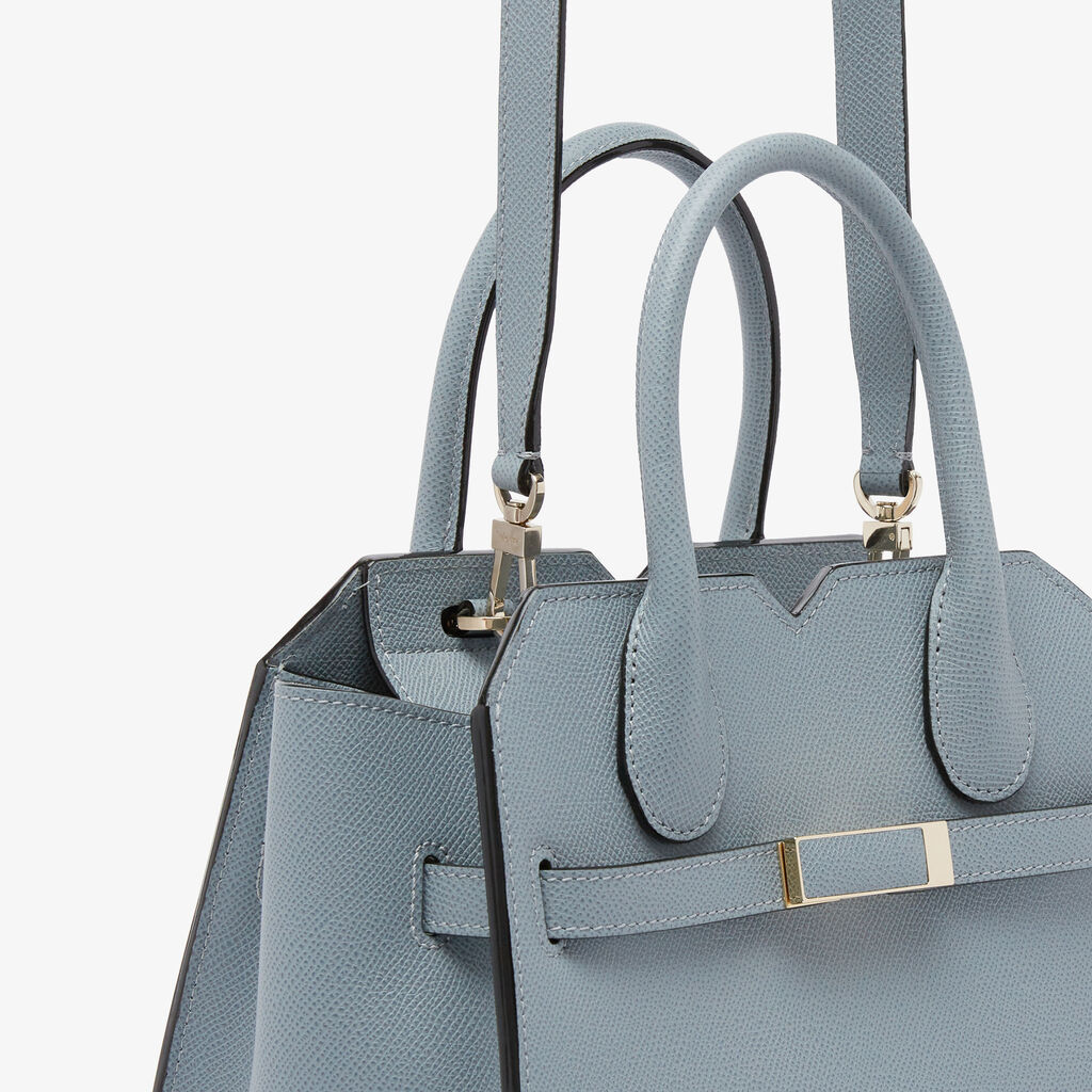 Valextra Milano Two Handles Mini Bag In Gray