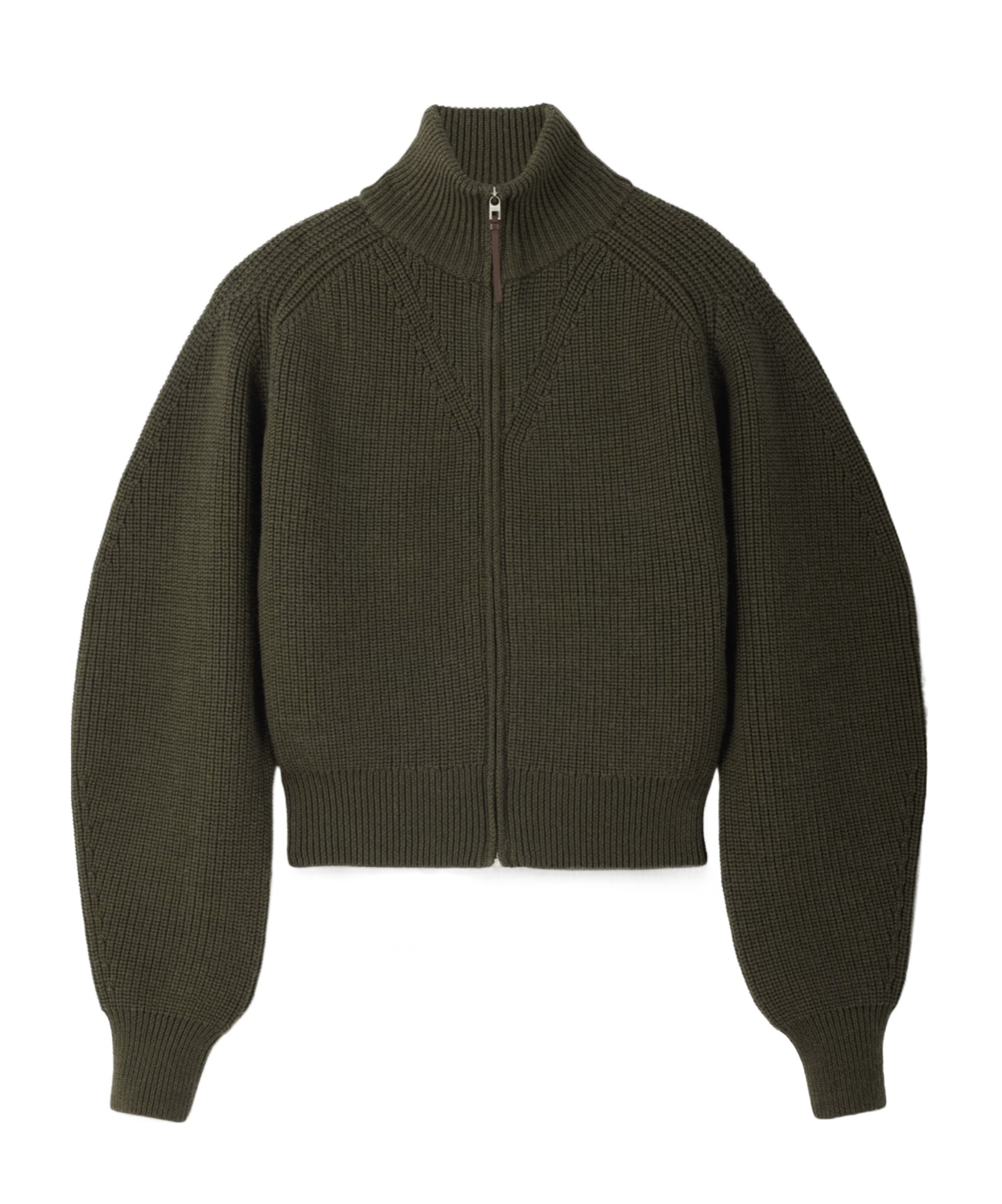Jacquemus Mens Dark Khaki Funnel-neck Ribbed Wool Cardigan In Gray