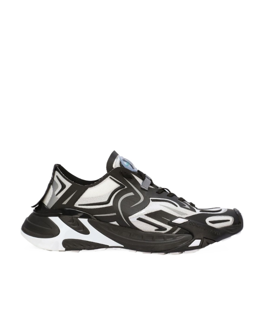 Dolce & Gabbana Two-tones Fabric Dragon Sneakers For Men In Black