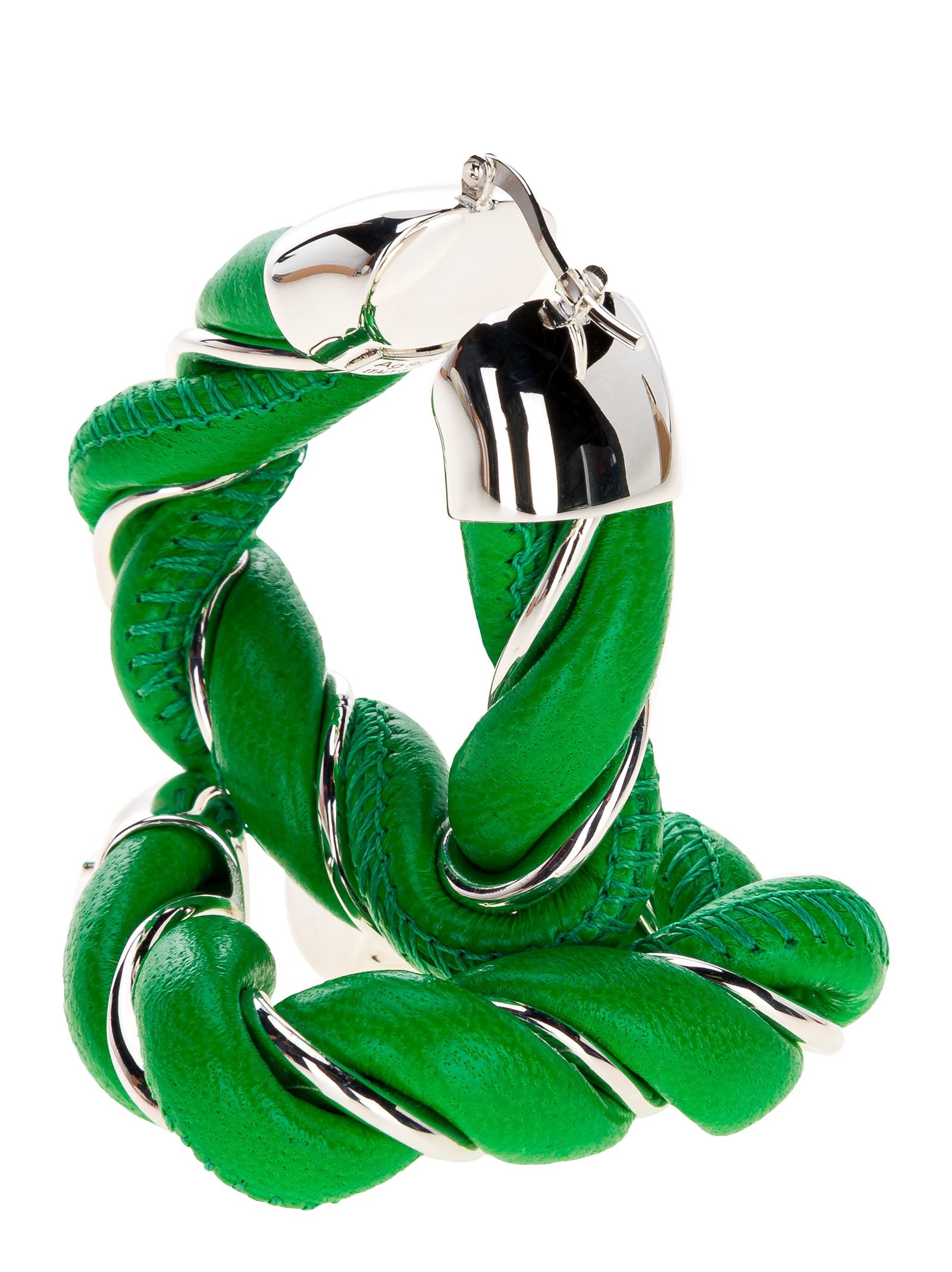Bottega Veneta Twisted Hoop Earrings In Green