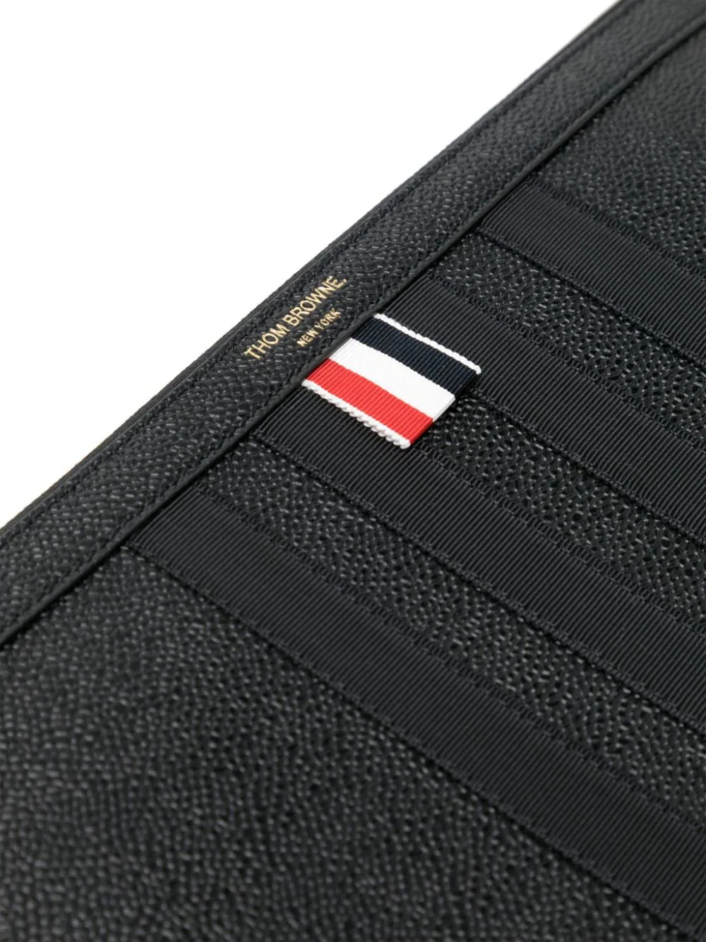 Thom Browne Logo Stamp Clutch Bag In Black