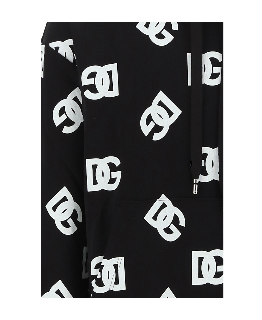 Dolce & Gabbana All-over Logo-print Cotton Hoodie In Black