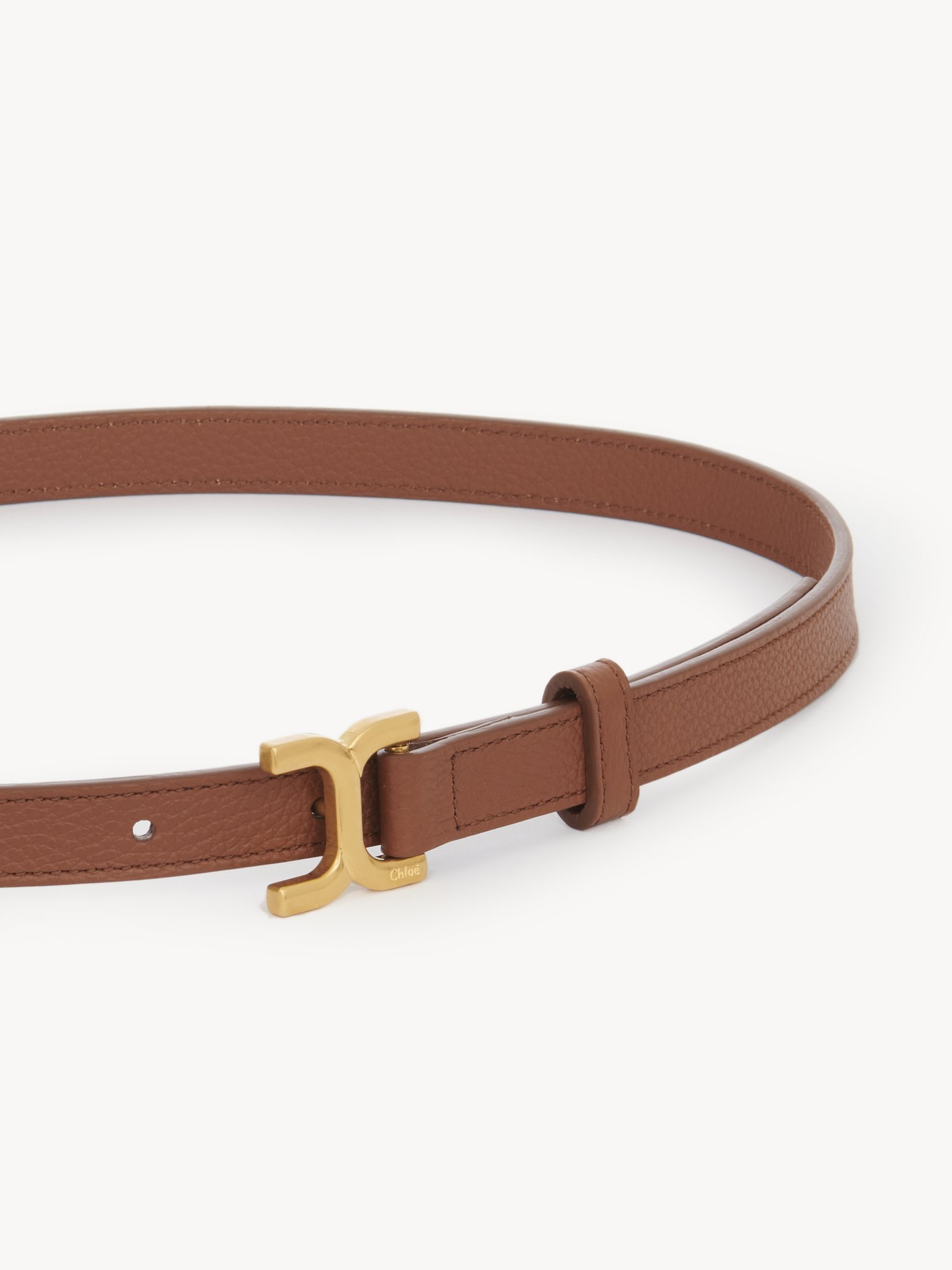 Chloé Calfskin Belt With Grain Flour In Brown