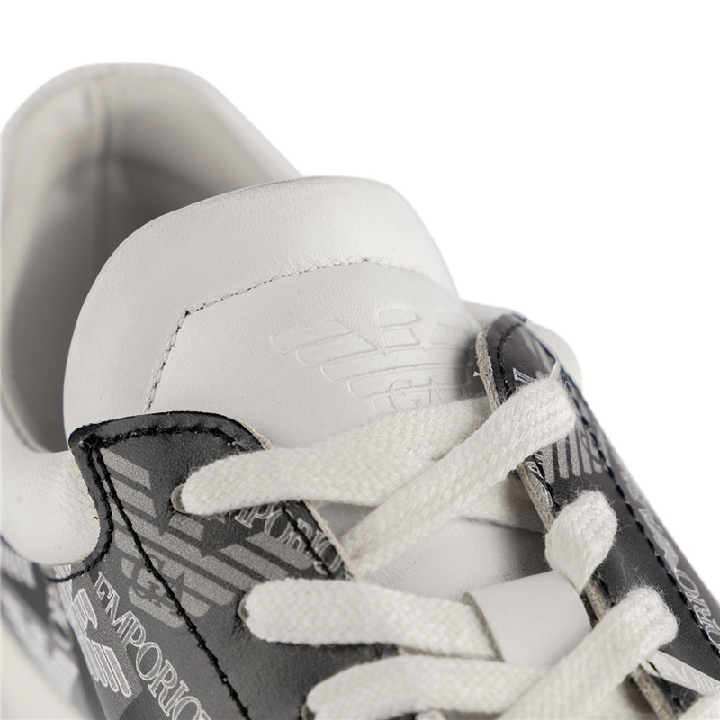 Emporio Armani Logo Strapped Casual Sneakers In White
