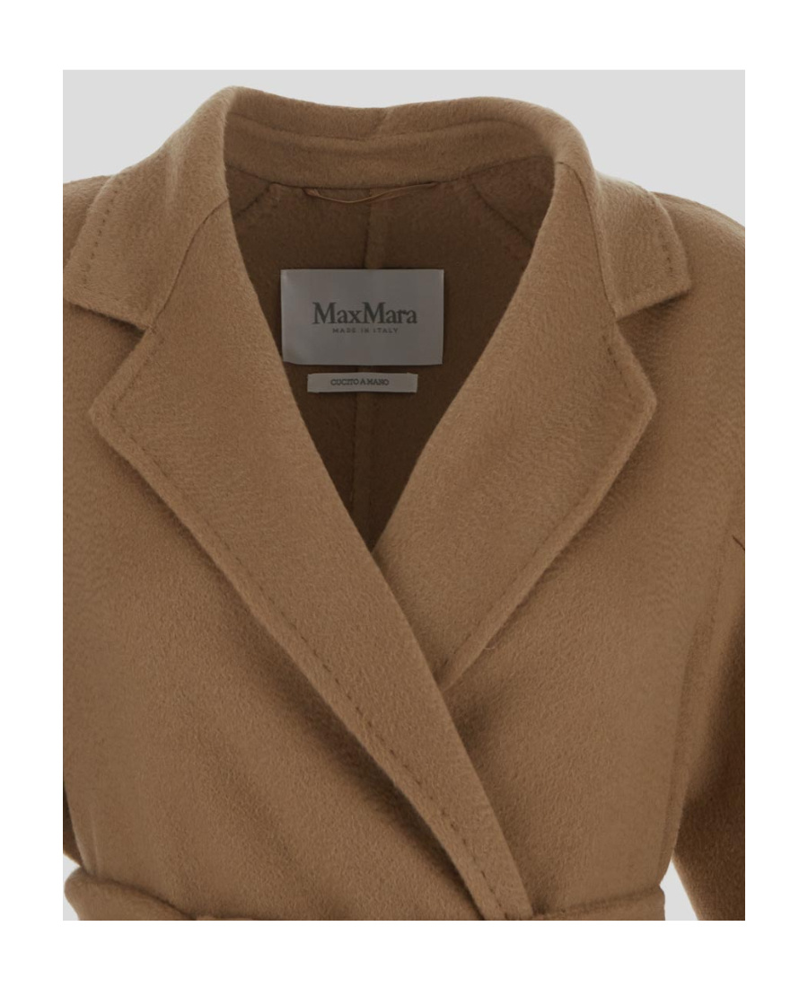 Max Mara Lace-up Cashmere Coat In Brown