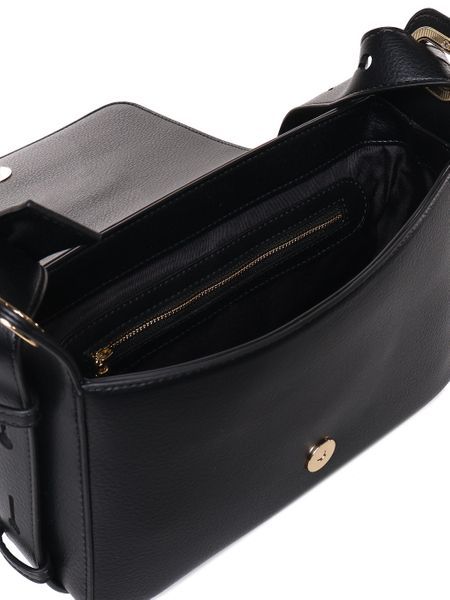 Moschino Logo-plaque Faux-leather Shoulder Bag In Black
