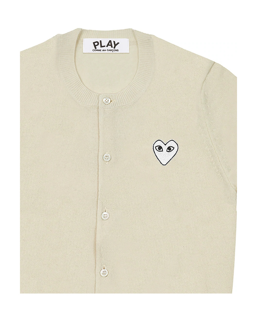 Comme Des Garçons Play Logo Cardigan In Neutral