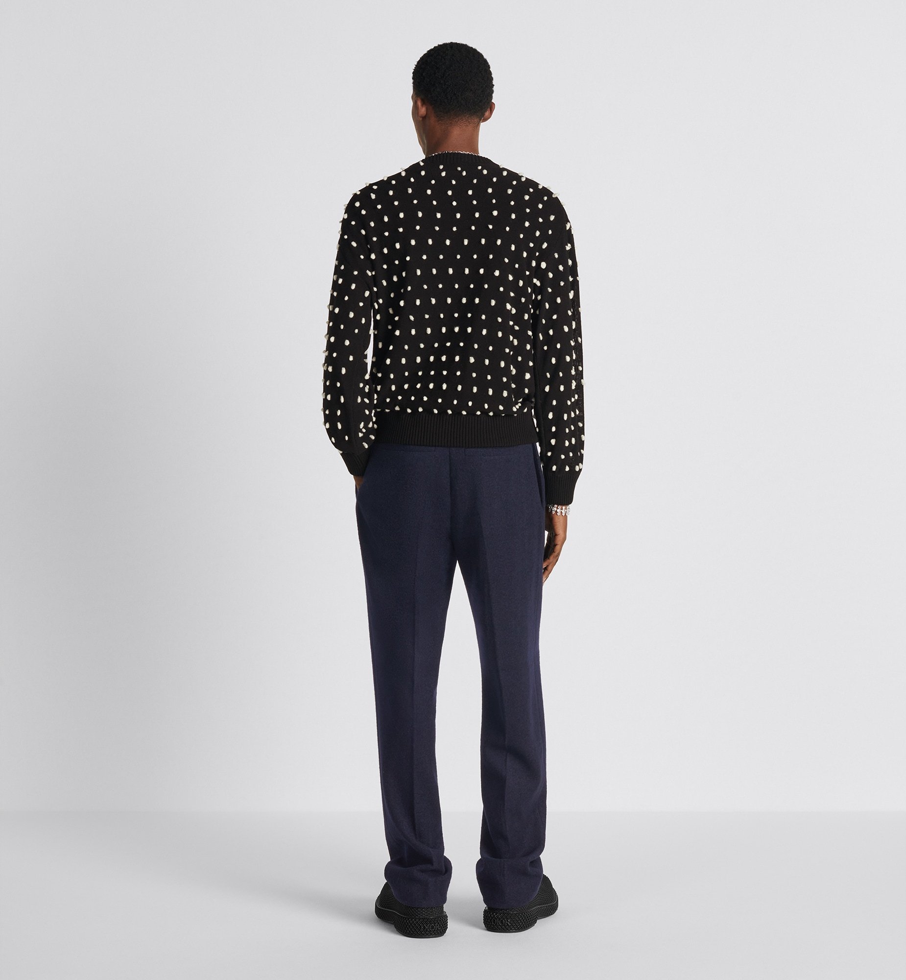 Dior Fleece Shearing Pleated Casual Trousers In Blue
