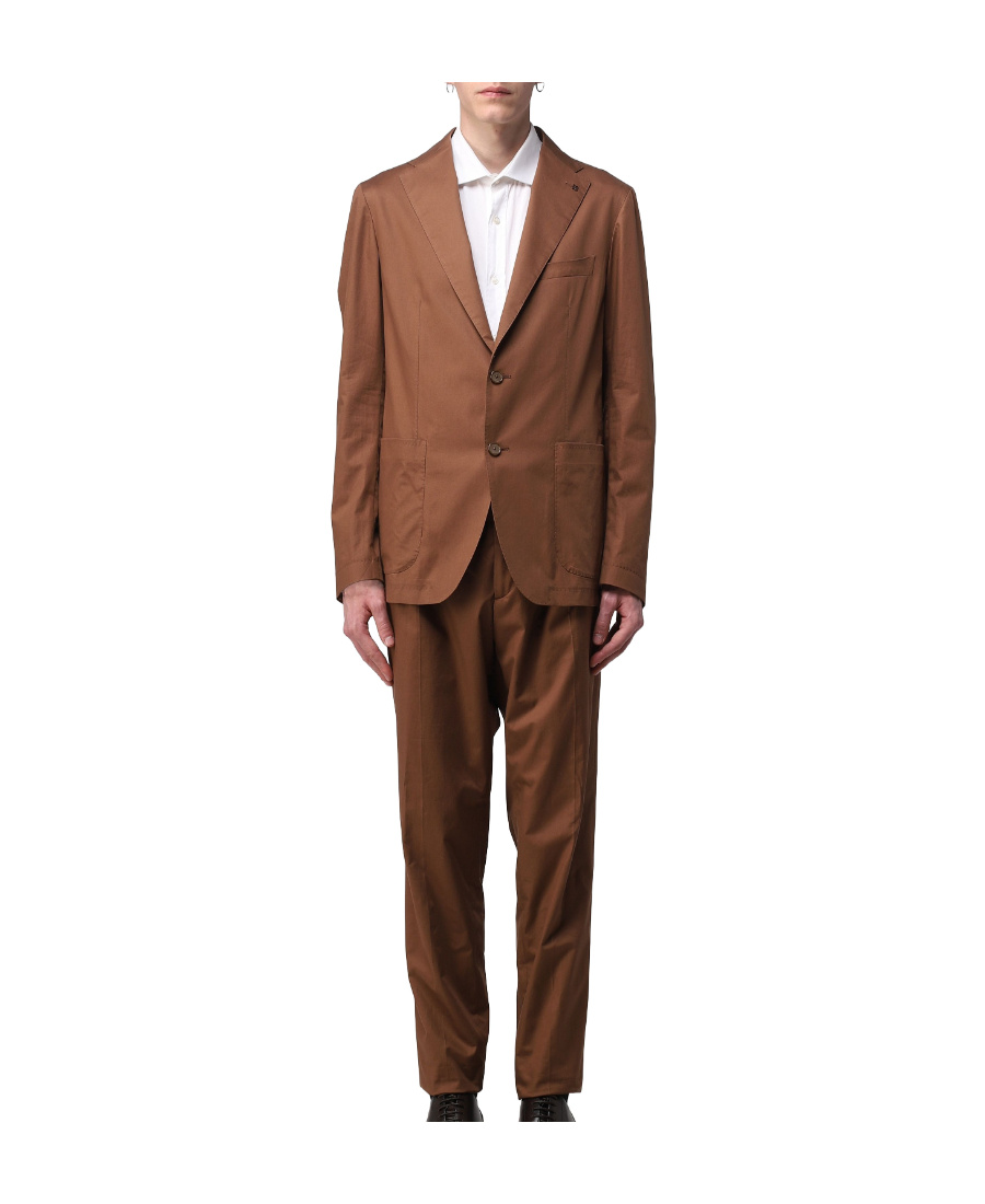 Tagliatore Single-breasted Suit Jacket And Suit Trousers In Brown