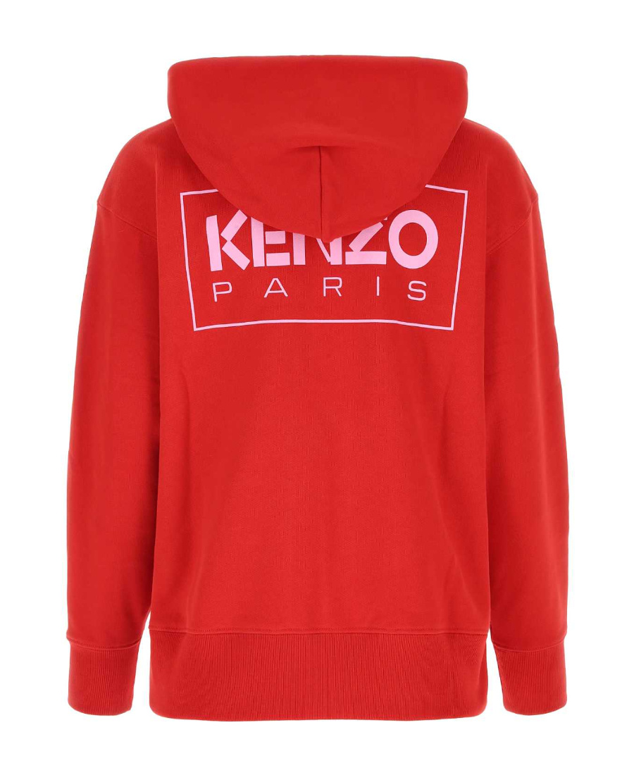 Kenzo Chest Logo-print Detail Hoodie In Red